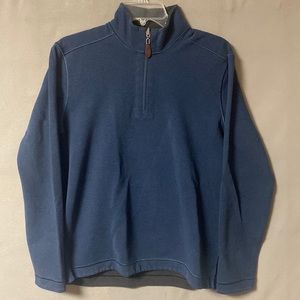Men's Johnston and Murphy Reversible Solid 1/4 Zip Pullover Size S Navy/Brown